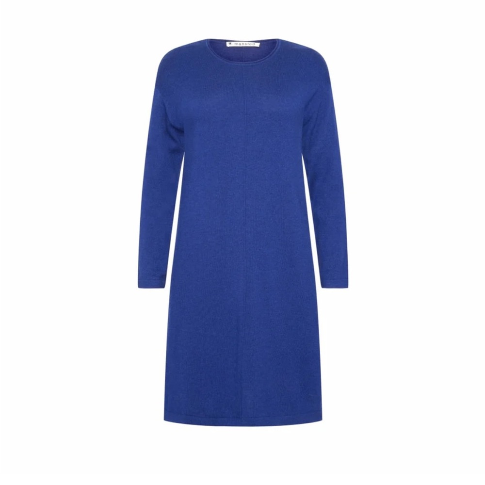 MANSTED Merino Wool Midi Dress Blue Size Large Minimal‎ Contemporary Fall Winter